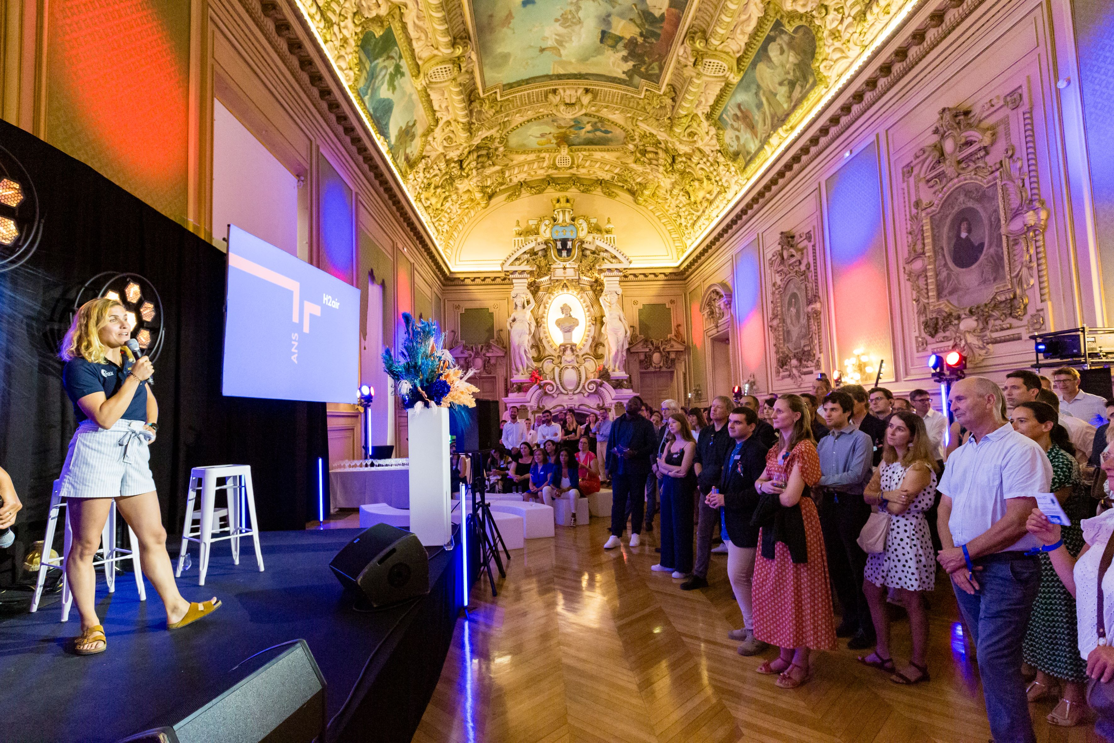 Clarisse Crémer speaking at h2air's 15th anniversary celebrations