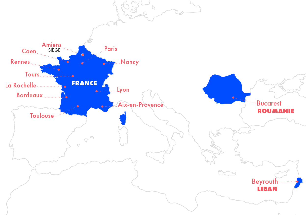 Carte d'implantation des agences H2air