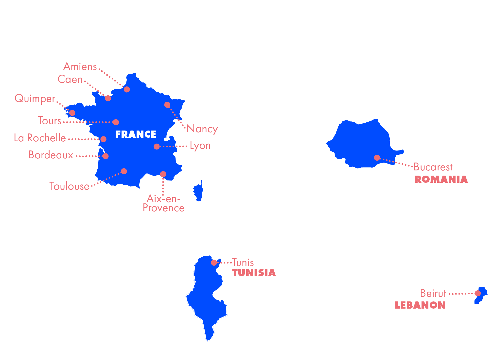 World map of our presence in the wolrd