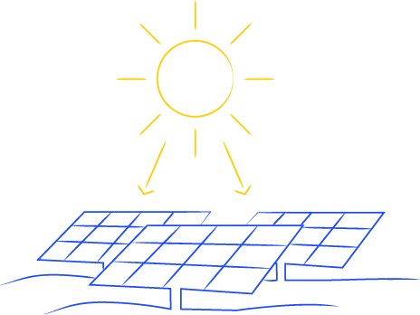 Soleil qui rayonne sur des panneaux solaires